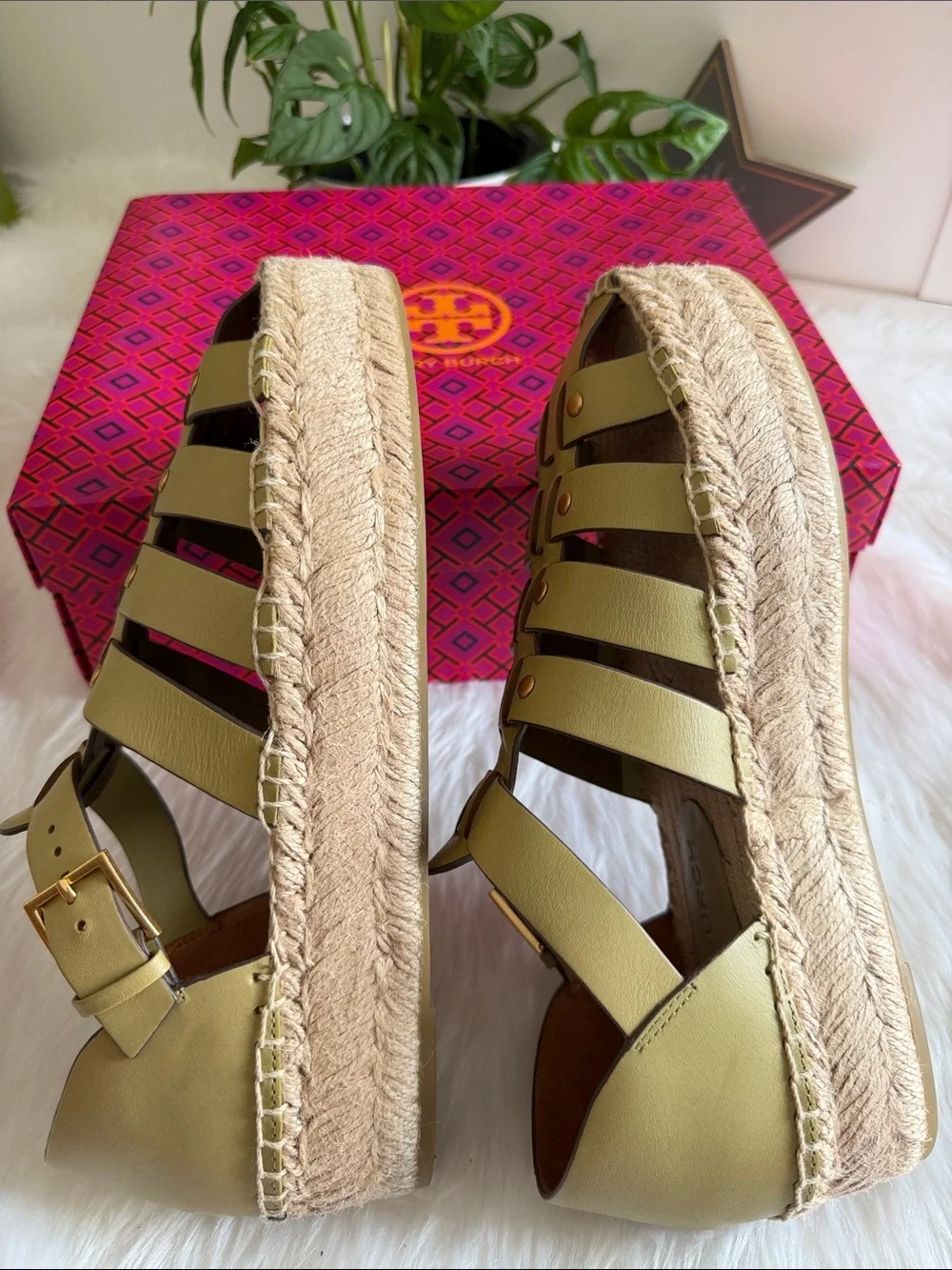 Tory Burch chartreuse leather